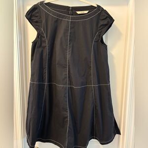 Zapelle Black Midi Dress with White Stitching